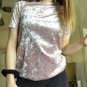 Baby pink velvet tee